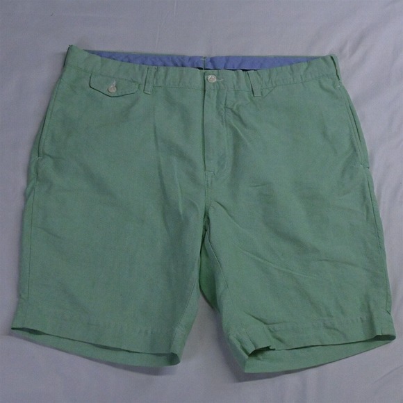 Polo Ralph Lauren 38 x‎ 9" Green Oxford Recent Flat Front Chino Shorts - Picture 1 of 7